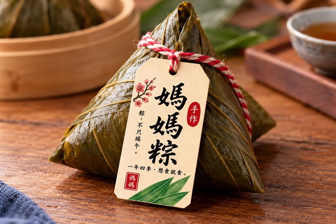 媽媽粽實物及產品標籤照片